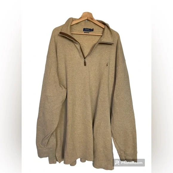 Polo Ralph Lauren ribbed knit in honey color soft cotton size 4XLT 1/4 zip - Picture 1 of 7